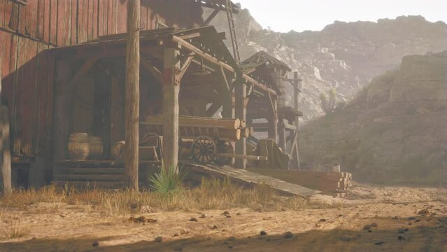 An old American western style town