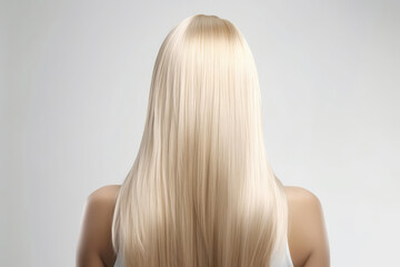 Naklejka premium Medium Length Blonde Straight Hair , Rear View On White Background. Generative AI