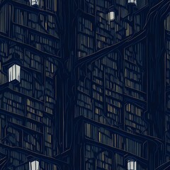 Obraz premium library in night
