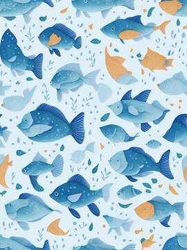 seamless pattern with fishes © LaLicht