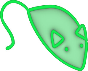 3D Green cat toy mouse