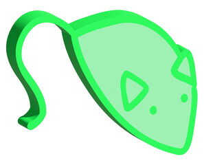 3D Green cat toy mouse
