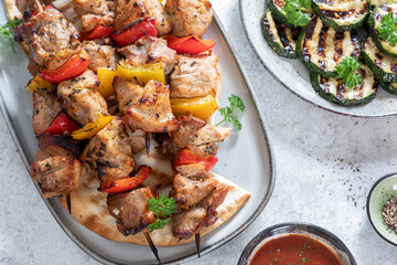 Green salad with grilled chicken breast. Healthy food, clean eating concept