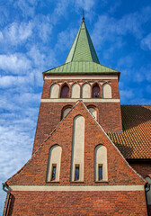 General view and close-up of architectural details of the St. Anthony of Padua Catholic Church...