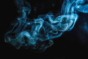Fototapeta premium Blue Smoke On Black Background. Generative AI