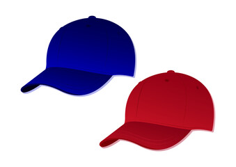 Clipart Red and Blue Cap in Flat Style