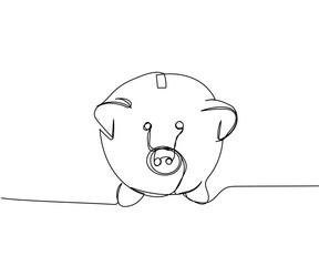 Piggy bank, savings, pig, bank one line art. Continuous line drawing of bank, money, finance, financial, payment, data, savings, economic, wealth, credit