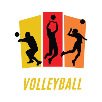 volley ball logo design man and female volley ball logo