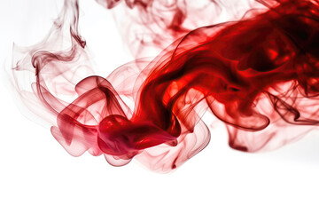 Red Smoke On White Background. Generative AI