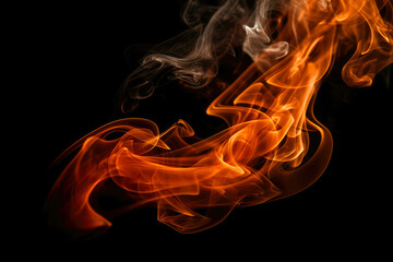 Orange Smoke On Black Background. Generative AI