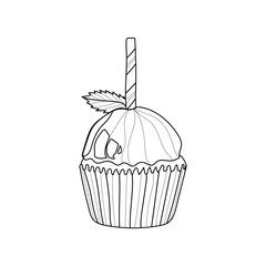 Drawn tasty cupcake on white background