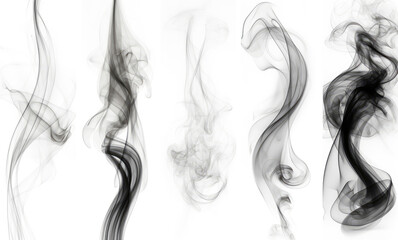 Set White Smoke On White Background. Generative AI