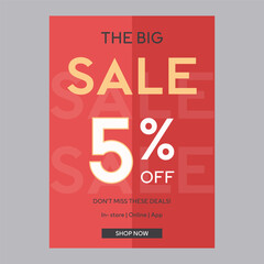 The big sale 5% off discount promotion poster