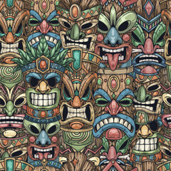 Mayan masks seamless pattern colorful