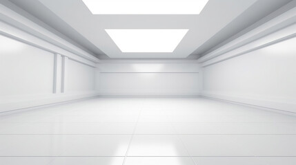 Naklejka na ściany i meble modern minimalist interior with a big empty white wall. AI Generative