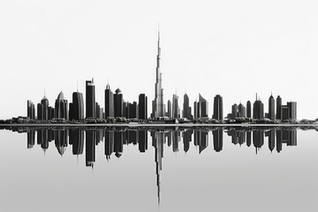 Dubai Skyline, Minimalist: A photograph of Dubai's skyline captured in a minimalist style, with clean lines and simple compositions.