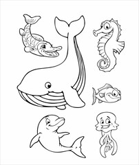 set of sea animals 