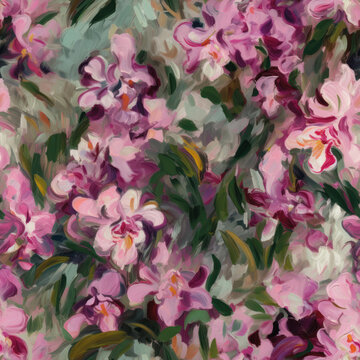 Impressionistic seamless tile - Orchid - AI Generated