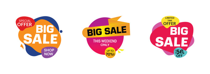 Big Sale tags with Sales up to 50 - 70 percent text