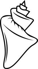 Line art shell illustration. Contour illustration with black thin line