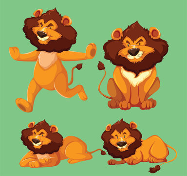 Set of lion cartoon character by the greatest graphics