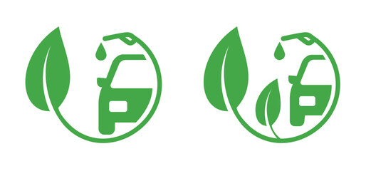 Biofuel or biodiesel day. Car filling pomp station, Biofuel is fuel made from biomass. Bio fuels are available in solid, liquid or gaseous form. Vector refill symbol or pictogram. Cars fill location. 