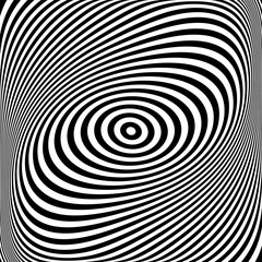 Twisting Whirl Motion and 3D Illusion in Abstract Op Art Striped Lines Pattern.