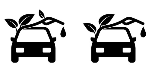Biofuel or biodiesel day. Car filling pomp station, Biofuel is fuel made from biomass. Bio fuels are available in solid, liquid or gaseous form. Vector refill symbol or pictogram. Cars fill location. 