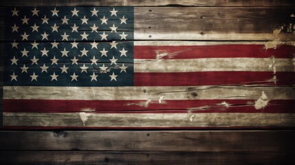 Fototapeta na wymiar american flag on old wooden wall HD 8K wallpaper Stock Photography Photo Image