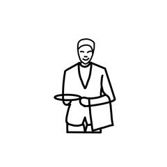 waiter restaurant occupation hand drawn doodle