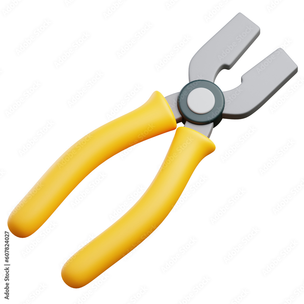 Wall mural 3d pliers illustration with transparent background