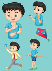 Set of boy doing different types of sports by the greatest graphics