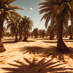 Beautiful landscape of palm trees in the Sahara