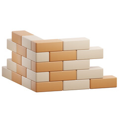 3d stack of bricks illustration with transparent background