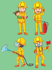 Simple sketches of the firemen by the greatest graphics