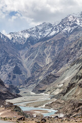 Blue river and sky,beautiful landscape,northern india route,Leh,Ladakh,northern India,