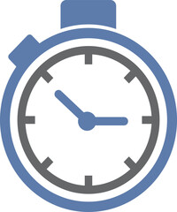 blue clock icon on white background, isolated, timmer