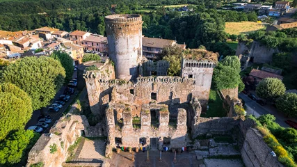 Foto op Canvas Italy travel and landmarks. Famous historic Etruscan city Nepi in Tuscia, Viterbo province. Popular tourist destination and attration. Aerial drone view of ruined castle Forte dei Borgia © Freesurf