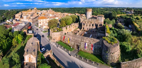 Foto auf Glas Italy travel and landmarks. Famous historic Etruscan city Nepi in Tuscia, Viterbo province. Popular tourist destination and attration. Aerial drone view © Freesurf