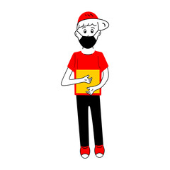 parcel delivery courier illustration wearing red shirt and mask