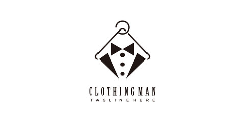 Clothing store logo with man suit tie concept design for business identity