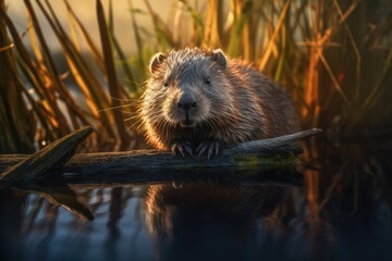 Beaver Portrait - obrazy, fototapety, plakaty