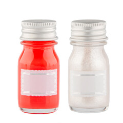 Set glass packaging for cosmetic product isolated on white. Collapsible cosmetic containers.