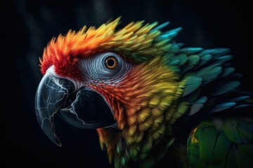 Parrot with Patterns and Textures of its Feathers