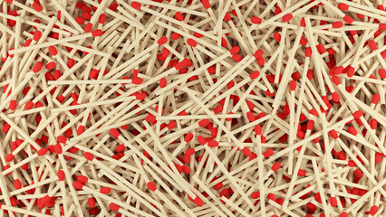 Heap of wooden matchsticks. 3D rendered image.