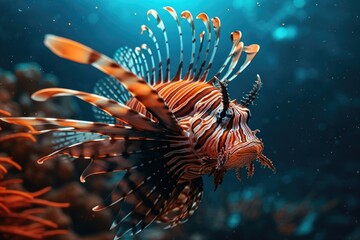 Naklejka na ściany i meble Striking Underwater Beauty of a Lionfish