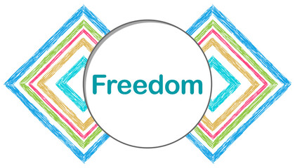 Freedom Colorful Squares Borders Left Right Circle Text