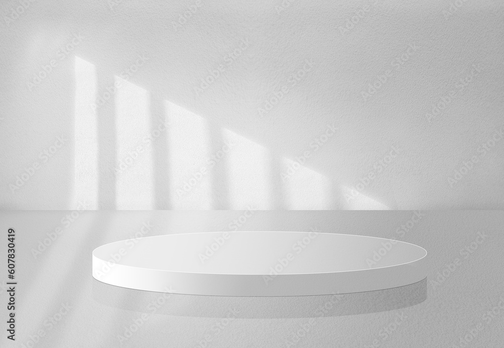 Poster abstract white empty room interior booth scene with light and shadow,3d rendering