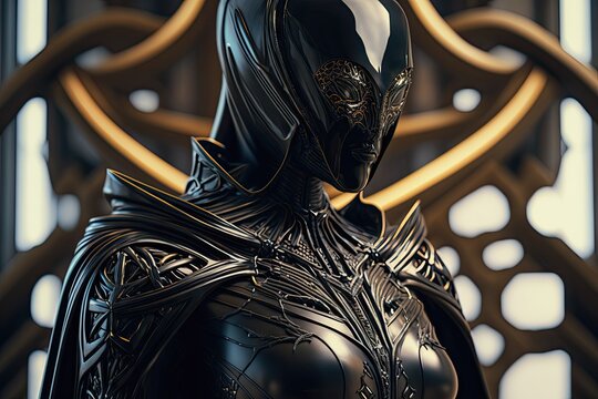 Futuristic Alien Woman in Black Costume