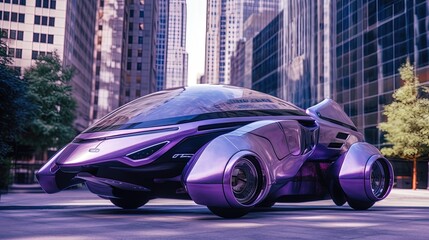 Futuristic concept car in the city - Generative AI